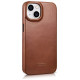 Icarer CE Oil Wax Premium Leather Folio Case iPhone 14 Plus magnetic flip case MagSafe brown (AKI14220707-BN)