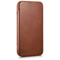 Icarer CE Oil Wax Premium Leather Folio Case iPhone 14 Plus magnetic flip case MagSafe brown (AKI14220707-BN)