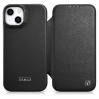 Icarer CE Premium Leather Folio Case iPhone 14 Plus Magnetic Flip Leather Folio Case MagSafe black (WMI14220715-BK)