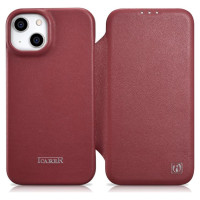 Icarer CE Premium Leather Folio Case iPhone 14 Plus Magnetic Flip Leather Folio Case MagSafe Red (WMI14220715-RD)