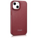 Icarer CE Premium Leather Folio Case iPhone 14 Plus Magnetic Flip Leather Folio Case MagSafe Red (WMI14220715-RD)