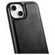 Icarer Leather Oil Wax case covered with natural leather for iPhone 14 Plus black (WMI14220719-BK)