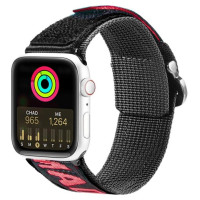 Dux Ducis Strap (Outdoor Version) Apple Watch Ultra Strap, SE, 9, 8, 7, 6, 5, 4, 3, 2, 1 (49, 45, 44, 42 mm) Nylon Band Bracelet Black and Red