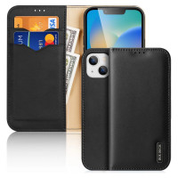 Dux Ducis Hivo Leather Flip Cover Genuine Leather Wallet for Cards and Documents iPhone 14 Plus Black