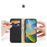 Dux Ducis Hivo Leather Flip Cover Genuine Leather Wallet for Cards and Documents iPhone 14 Plus Black