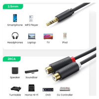 Ugreen audio adapter jack 3.5mm male to 2xRCA female cable 0.25m gray (AV109)