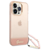 Guess GUHCP14LHGCOHP iPhone 14 Pro 6.1" pink/pink hardcase Translucent Pearl Strap
