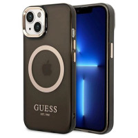Guess GUHMP14MHTCMK iPhone 14 Plus 6.7" black/black hard case Gold Outline Translucent MagSafe
