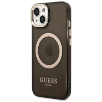 Guess GUHMP14MHTCMK iPhone 14 Plus 6.7" black/black hard case Gold Outline Translucent MagSafe