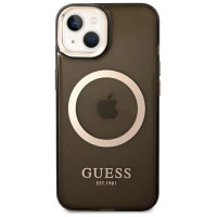 Guess GUHMP14MHTCMK iPhone 14 Plus 6.7" black/black hard case Gold Outline Translucent MagSafe