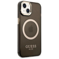 Guess GUHMP14MHTCMK iPhone 14 Plus 6.7" black/black hard case Gold Outline Translucent MagSafe