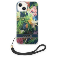 Guess GUOHCP14MHFLSB iPhone 14 Plus 6.7 "blue / blue hardcase Flower Strap