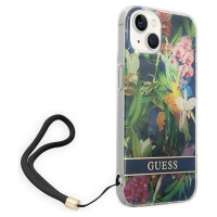 Guess GUOHCP14MHFLSB iPhone 14 Plus 6.7 "blue / blue hardcase Flower Strap