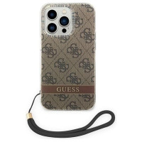 Guess GUOHCP14XH4STW iPhone 14 Pro Max 6.7 "brown / brown hardcase 4G Print Strap