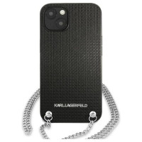 Karl Lagerfeld KLHCP13SPMK iPhone 13 mini 5,4 "hardcase black / black Leather Textured and Chain