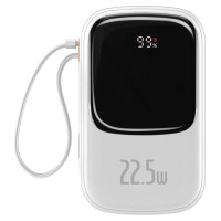 Baseus Qpow Digital Display powerbank with fast charging 20000mAh 22.5W QC/PD/SCP/FCP with built-in USB-C cable white