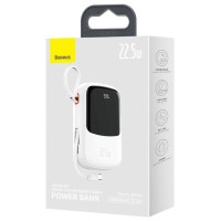 Baseus Qpow Digital Display powerbank with fast charging 20000mAh 22.5W QC/PD/SCP/FCP with built-in USB-C cable white