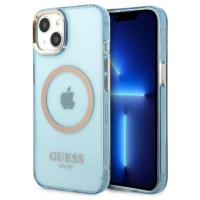 Guess Gold Outline Translucent MagSafe case for iPhone 13 - blue