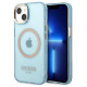 Guess Gold Outline Translucent MagSafe case for iPhone 13 - blue
