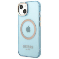 Guess Gold Outline Translucent MagSafe case for iPhone 13 - blue