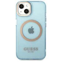 Guess Gold Outline Translucent MagSafe case for iPhone 13 - blue