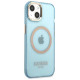 Guess Gold Outline Translucent MagSafe case for iPhone 13 - blue