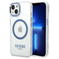 Guess Metal Outline MagSafe case for iPhone 14 Plus - blue