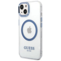 Guess Metal Outline MagSafe case for iPhone 14 Plus - blue