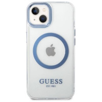 Guess Metal Outline MagSafe case for iPhone 14 Plus - blue