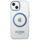 Guess Metal Outline MagSafe case for iPhone 14 Plus - blue