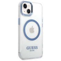 Guess Metal Outline MagSafe case for iPhone 14 Plus - blue