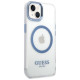 Guess Metal Outline MagSafe case for iPhone 14 Plus - blue