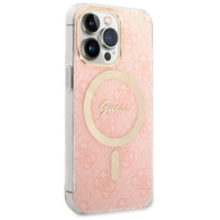 Guess Set Guess GUBPP13LH4EACSP Case+ Charger iPhone 13 Pro pink/pink hard case 4G Print MagSafe