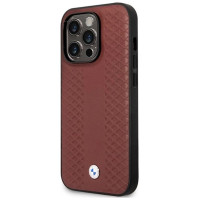 BMW Case BMW BMHCP14L22RFGR iPhone 14 Pro 6.1" Burgundy/burgundy Leather Diamond Pattern
