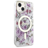 Guess GUHMP14MHCFWST iPhone 14 Plus 6.7" transparent hardcase Flower MagSafe