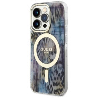Guess GUHMP14XHLEOPWB iPhone 14 Pro Max 6.7" blue/blue hardcase Leopard MagSafe