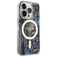 Guess GUHMP14XHLEOPWB iPhone 14 Pro Max 6.7" blue/blue hardcase Leopard MagSafe