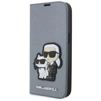 Karl Lagerfeld KLBKP14LSANKCPG iPhone 14 Pro 6.1" bookcase silver/silver Saffiano Karl & Choupette