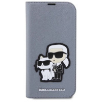 Karl Lagerfeld KLBKP14LSANKCPG iPhone 14 Pro 6.1" bookcase silver/silver Saffiano Karl & Choupette