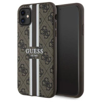 Guess GUHMN61P4RPSW iPhone 11 / Xr brown/brown hardcase 4G Printed Stripes MagSafe