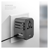 Uniq Voyage LITHOS Collective 33W 2xUSB PD 18W QC 3.0 travel adapter - gray