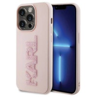 Karl Lagerfeld 3D Rubber Glitter Logo case for iPhone 15 Pro - pink