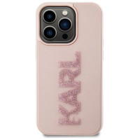 Karl Lagerfeld 3D Rubber Glitter Logo case for iPhone 15 Pro - pink