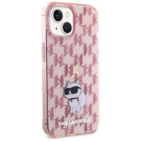 Karl Lagerfeld Monogram Choupette case for iPhone 15 - pink