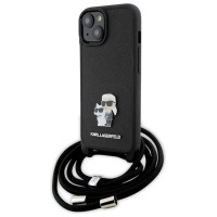 Karl Lagerfeld Crossbody Saffiano Metal Pin Karl & Choupette case for iPhone 15 - black