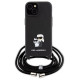 Karl Lagerfeld Crossbody Saffiano Metal Pin Karl & Choupette case for iPhone 15 - black