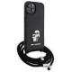 Karl Lagerfeld Crossbody Saffiano Metal Pin Karl & Choupette case for iPhone 15 - black