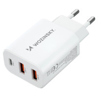 Wozinsky CWCUCW 30W USB-C / 2 x USB-A wall charger - white