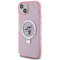 Karl Lagerfeld Ring Stand Karl&Choupette MagSafe case for iPhone 15 Plus - pink