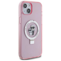 Karl Lagerfeld Ring Stand Karl&Choupette MagSafe case for iPhone 15 Plus - pink